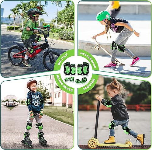 Miniatura 5 de 2PM SPORTS Rodilleras para niños, muñequeras y coderas con bolsa de cordón, juego de equipo de protección para niñas y niños, patinaje sobre ruedas,