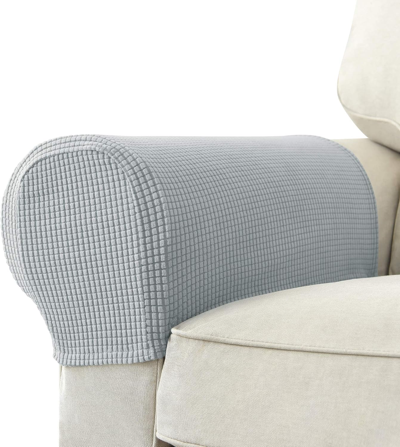 GEOCANG Armchair cover, Set of 2 non-slip armchair, sofa armrest protector, for furniture protector ( (Light Grey)