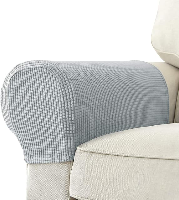 GEOCANG Armchair cover, Set of 2 non-slip armchair, sofa armrest protector, for furniture protector ( (Light Grey)