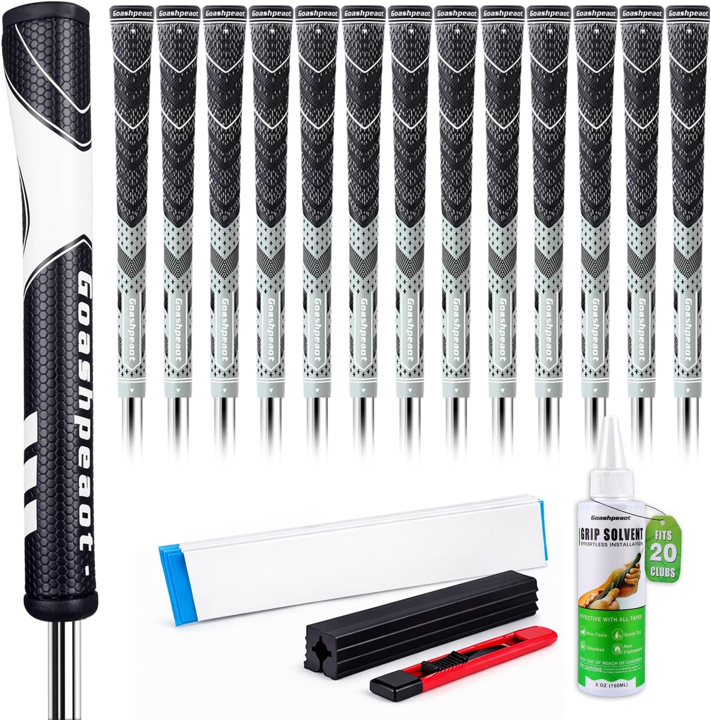 Half Corded Golf Grips 13 Pack & Putter Grip with Golf Grip Kit，All Weather Performance Traction Hybrid and High Feedback Golf Club Grips