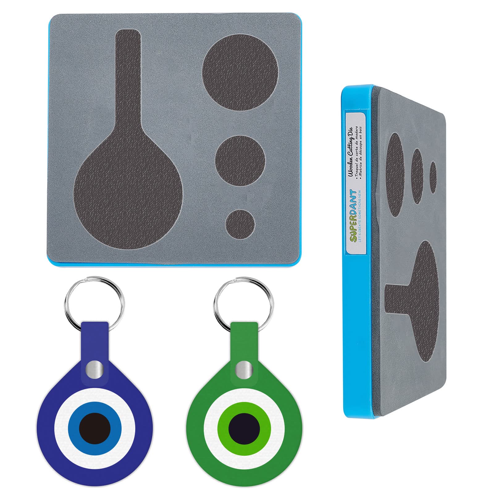 SUPERDANT Leather Evil Eye Cutting Die Keychain Charm Die Cutter DIY Wooden Die Cutting Machine for Keychain Handbag Charm Making Evil Eye Charm