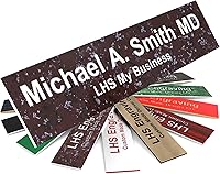 Vista 17 de Placas de identificación grabadas para letrero de puerta, placa de plástico azul claro personalizada con letras blancas, fabricadas en Estados