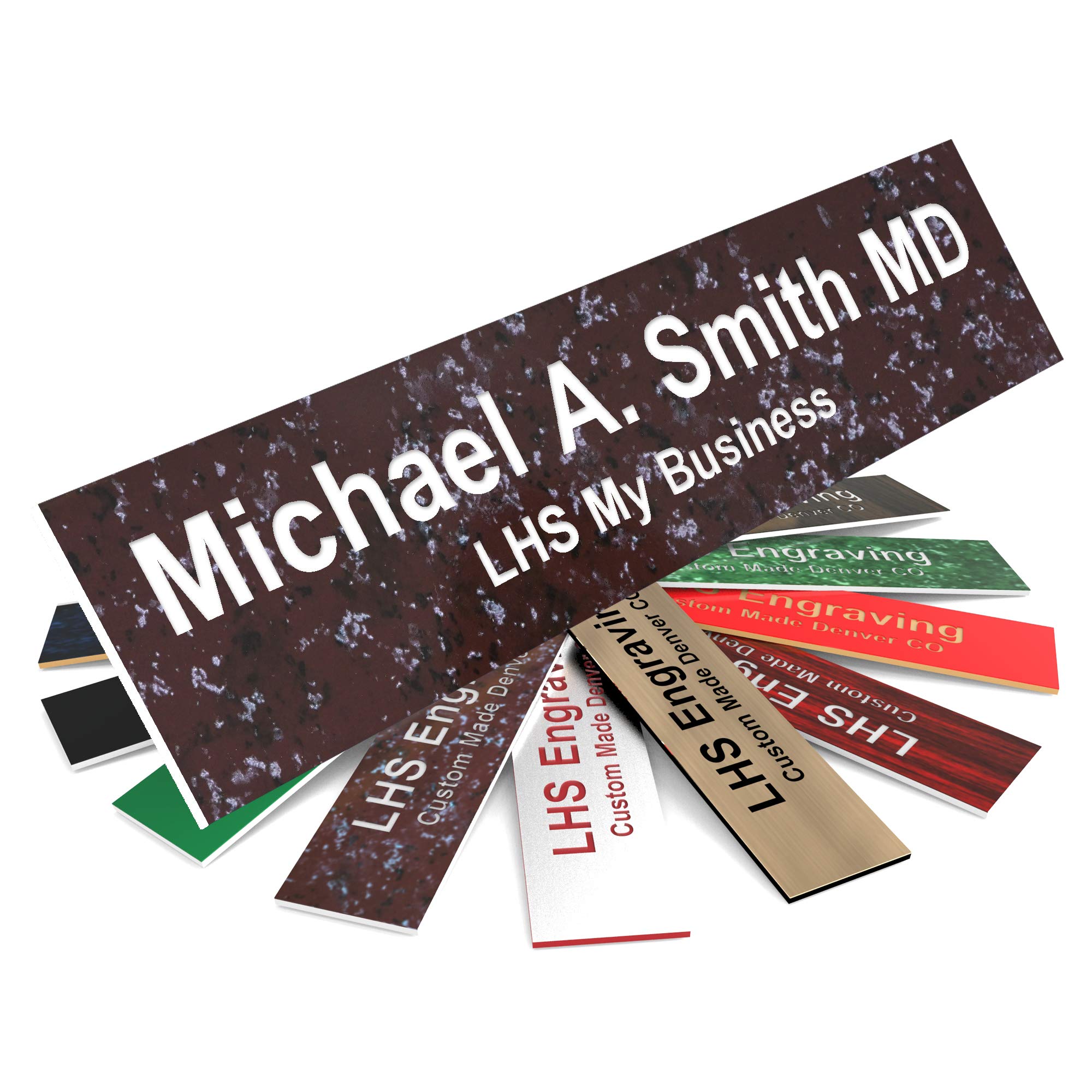 Custom Engraved Office Door Name Plate &amp; Desk Signs, Cranberry Marble, 2x10