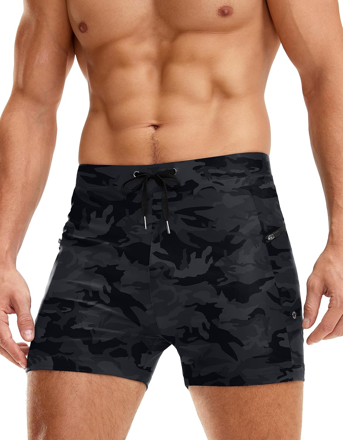 G Gradual Men's Swimsuit Trunks with Zipper Pockets Quick Dry Swimwear Bathing Suit Swim Briefs Board Shorts for Men
