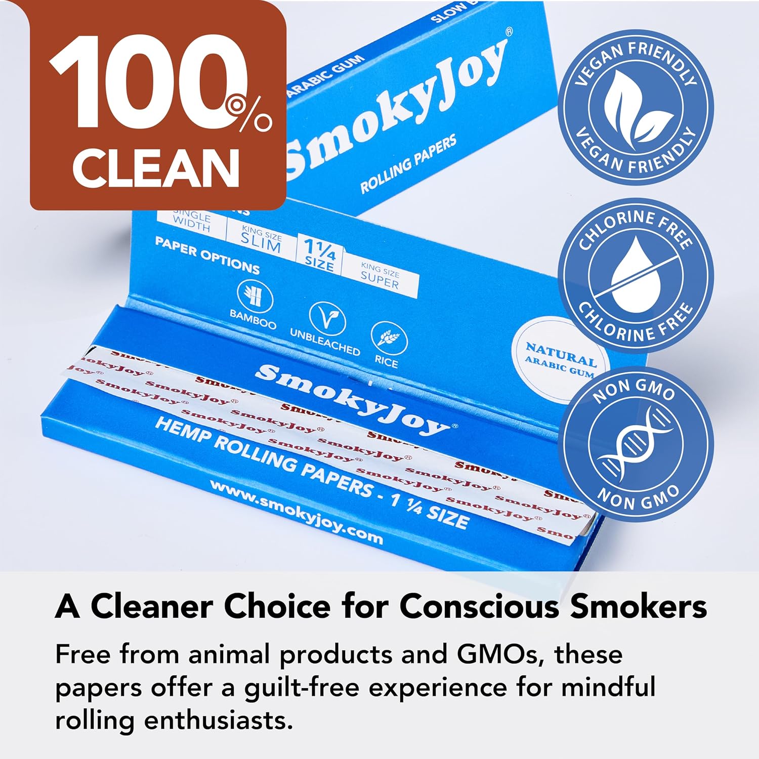 1 1/4 1.25 Size Rolling Papers, Organic, 240 Count (Pack of 6), 78mm
