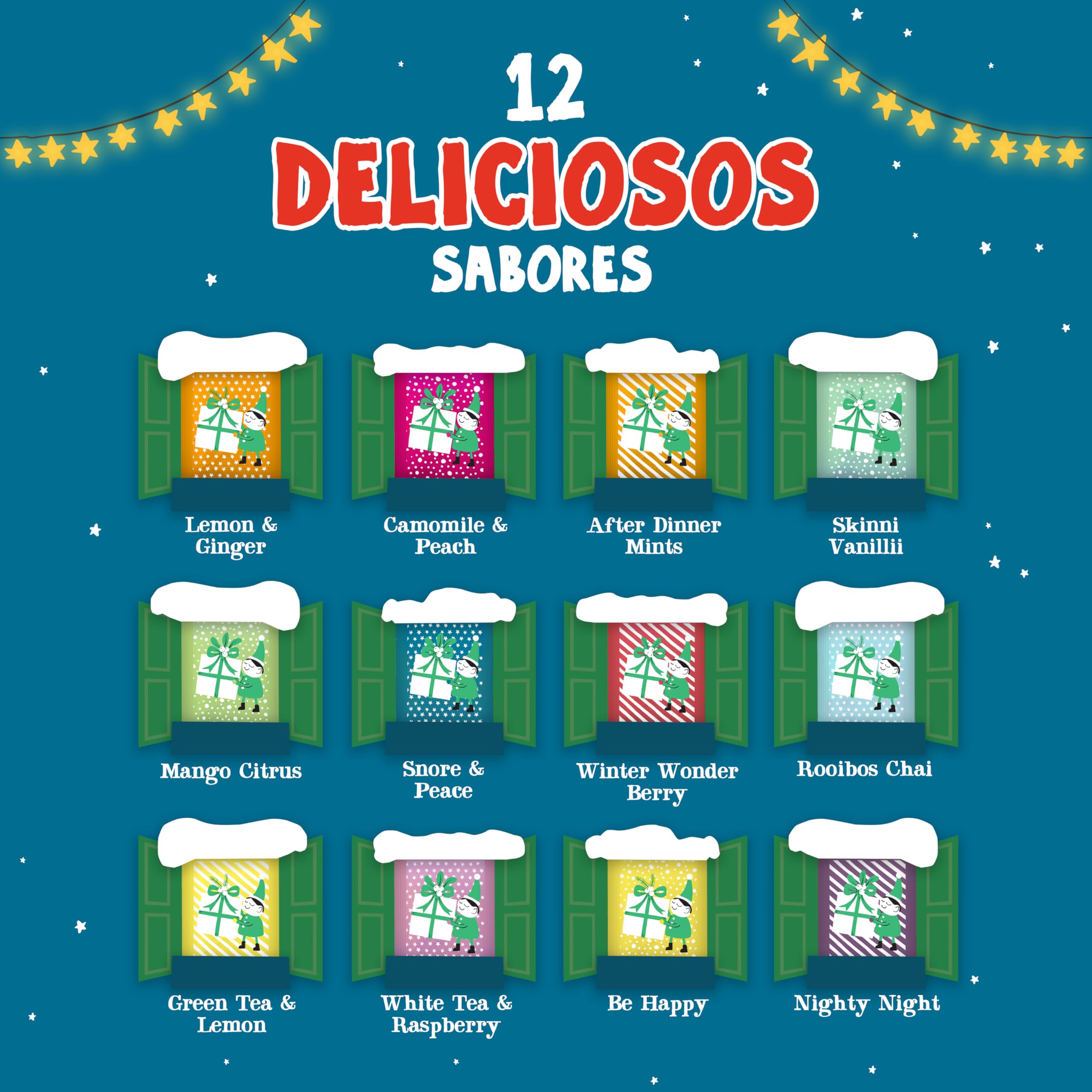 Cupper Calendario de Adviento Ecológico 24 Bolsitas de Infusiones y Tés 12 Variedades