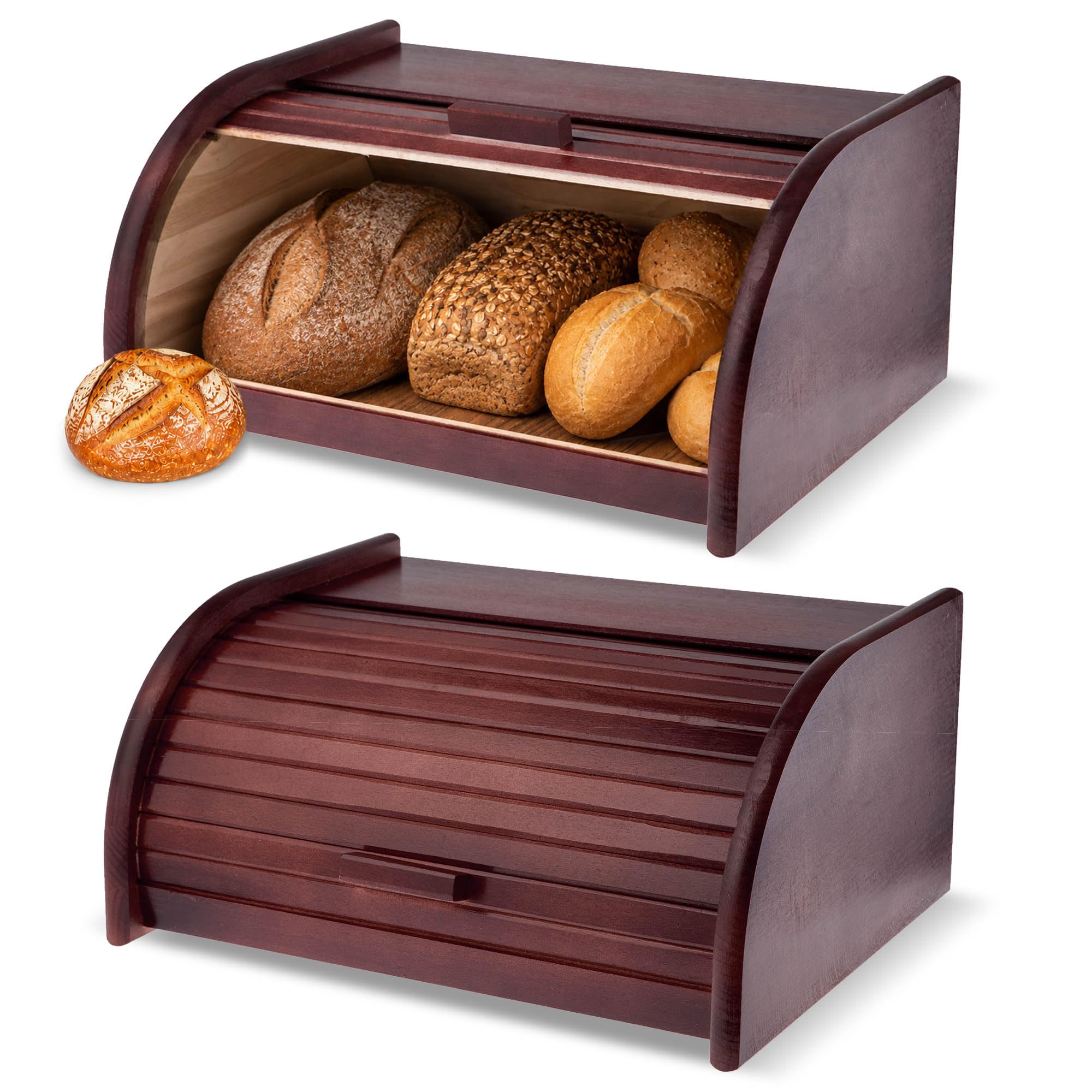 KADAX Boîte à Pain en Bois avec Couvercle Coulissant, Alliance Parfaite entre Tradition, Esthétique et Fonctionnalité pour Conserver Vos Pains Frais (Marron Foncé)