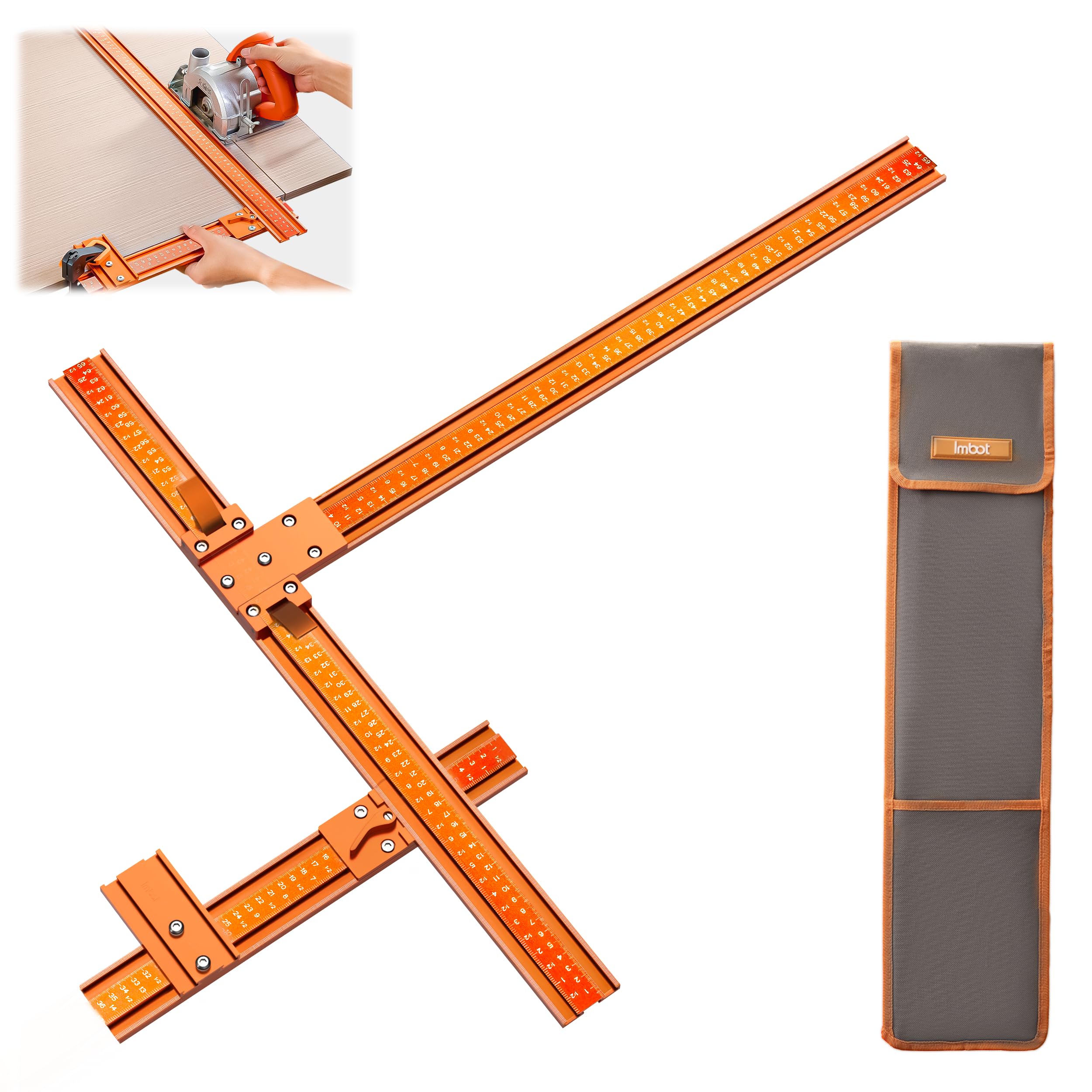 Imbot Circular Saw Guide Rail Kit 50 Inch, Track Saw Guide Straight & 90° | Aluminum Allo…