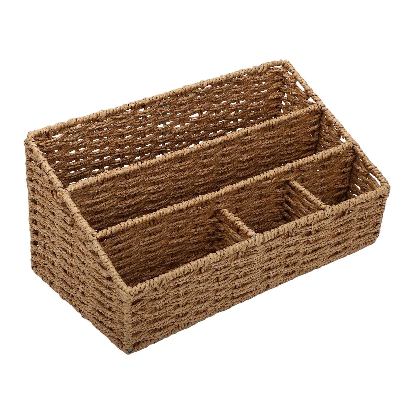 Cryfokt Organizer da Scrivania in Tessuto 2 Pezzi, Scomparti Multipli, 33x18x16 Cm (Abbronzatura leggera)