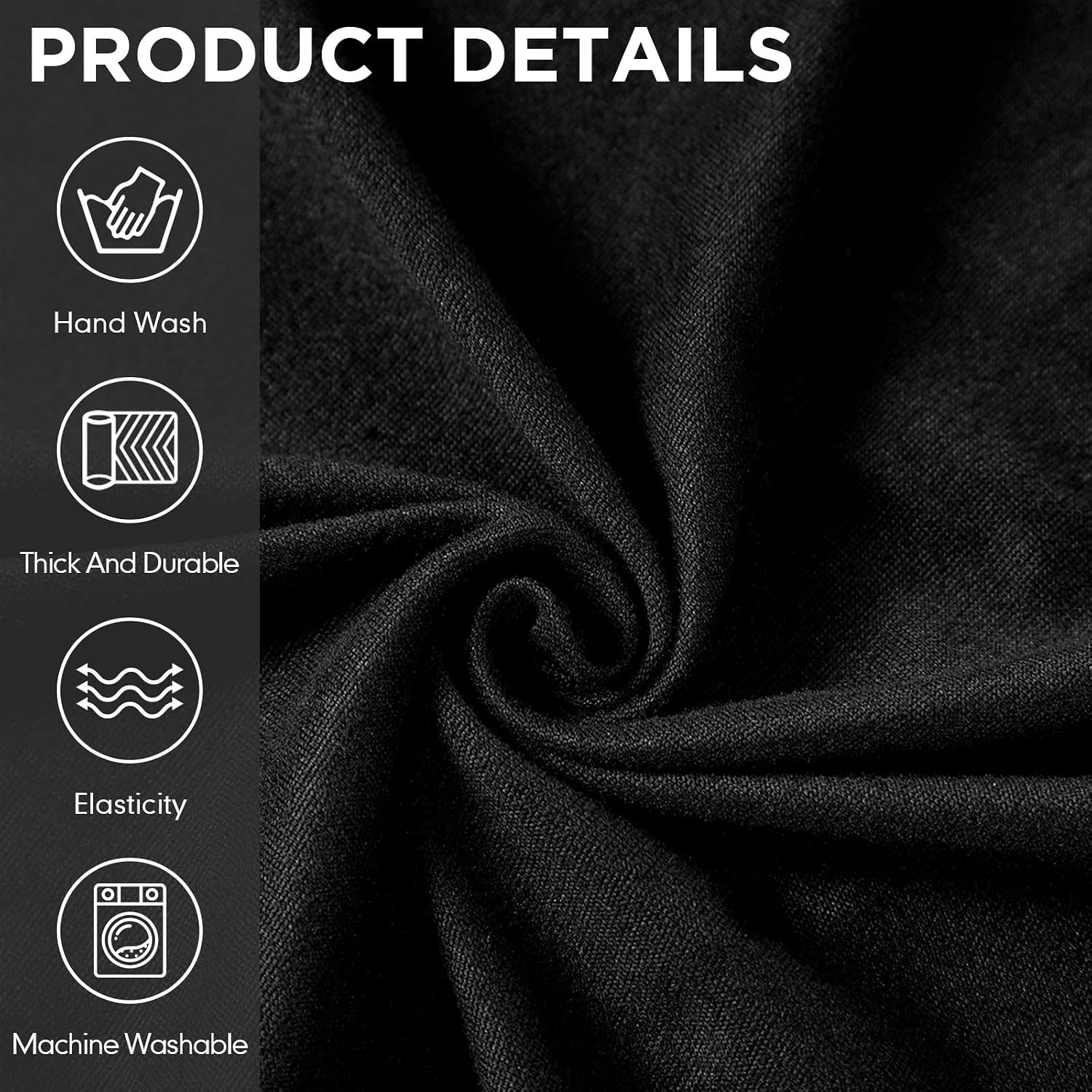Breling 3 Pcs L Shaped Couch Covers for Sectional Corner Sofa Stretch 5 Seat Washable Corner Sofa Slipcover Sectional Couch Protector for Living Room(Black,Milk Silk)