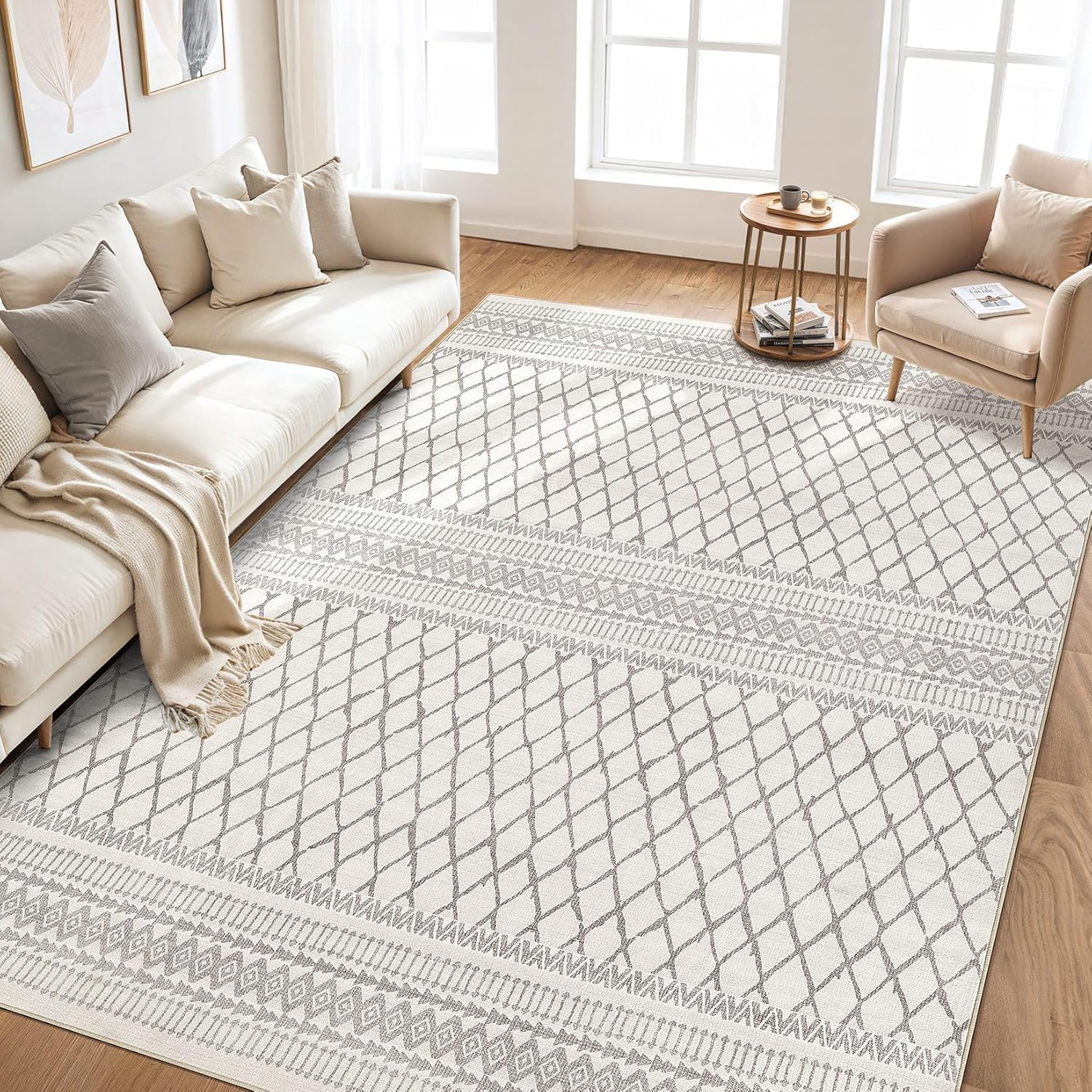 Tapis de zone salon contemporain design géométrique 140x160