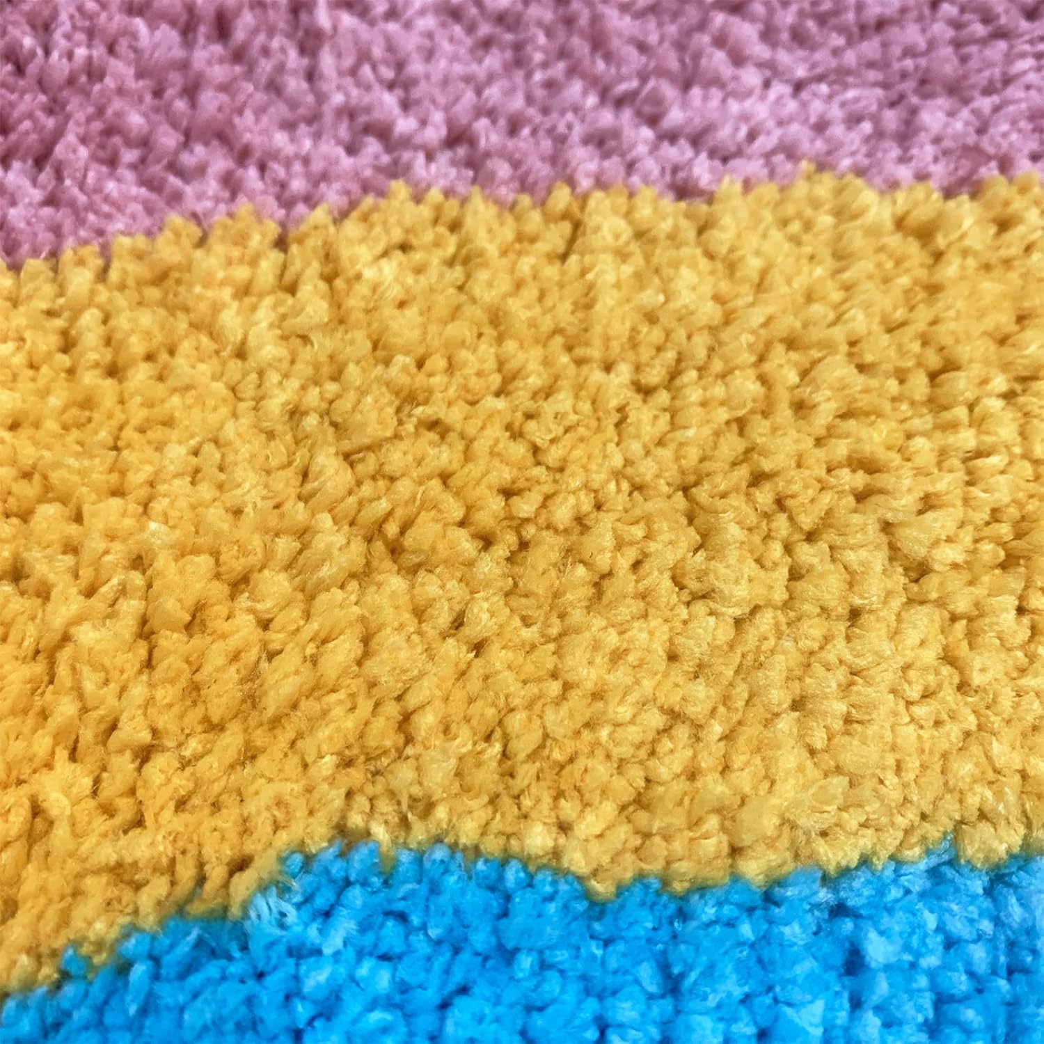 Bathroom Rug Half Circle Bath Area Rug Doormat Rainbow Bath Mat Small Kids Room Throw Rug Water Absorbent Quick Dry Shower Floor Mat for Kitchen Entrance Farmhouse 17.7"x27.6", Pink Edge