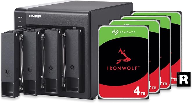 QNAP 4 Bay DAS USB Type-C with 12TB Storage Capacity, Preconfigured RAID 5 Seagate IronWolf HDD Bundle TR-004-44R-US