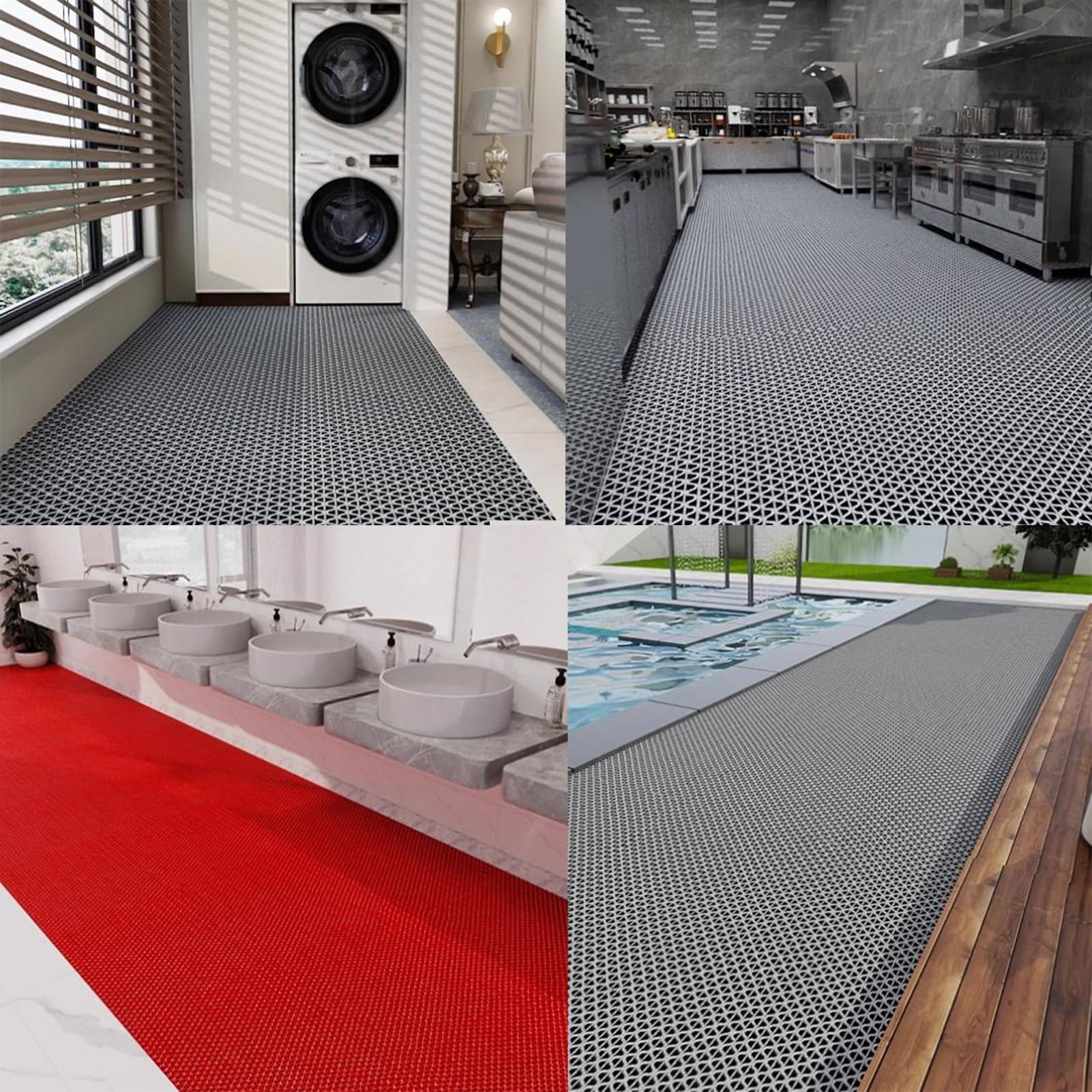 Tappetino antiscivolo in PVC per drenaggio, 5 mm di spessore, impermeabile, per bagno, piscina, cucina, uso commerciale