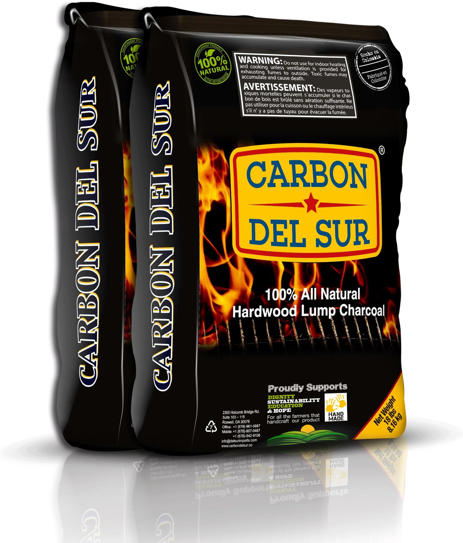 Carbon Del Sur - Hardwood Lump Charcoal (18 lbs) (Pack of 2)