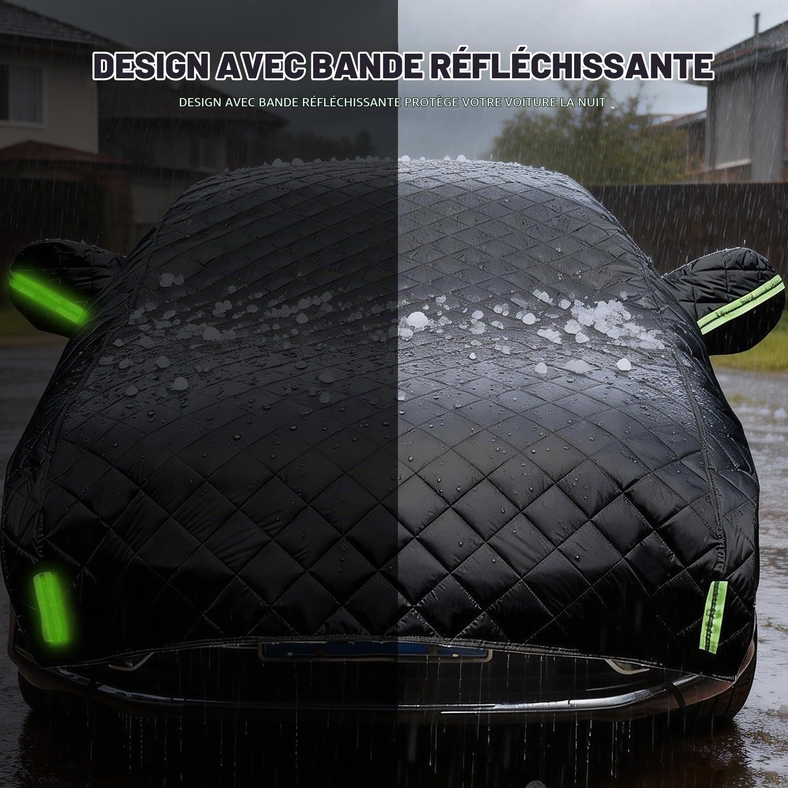 Bache Voiture Exterieur Anti-grêle pour Peugeot 208 5 Porte 2019-2025,Demi-Housse De Voitures,Anti-UV,Respirante À La Poussière,Résistant Anti-Neige Anti-Pluie Anti-Poussière grf3g