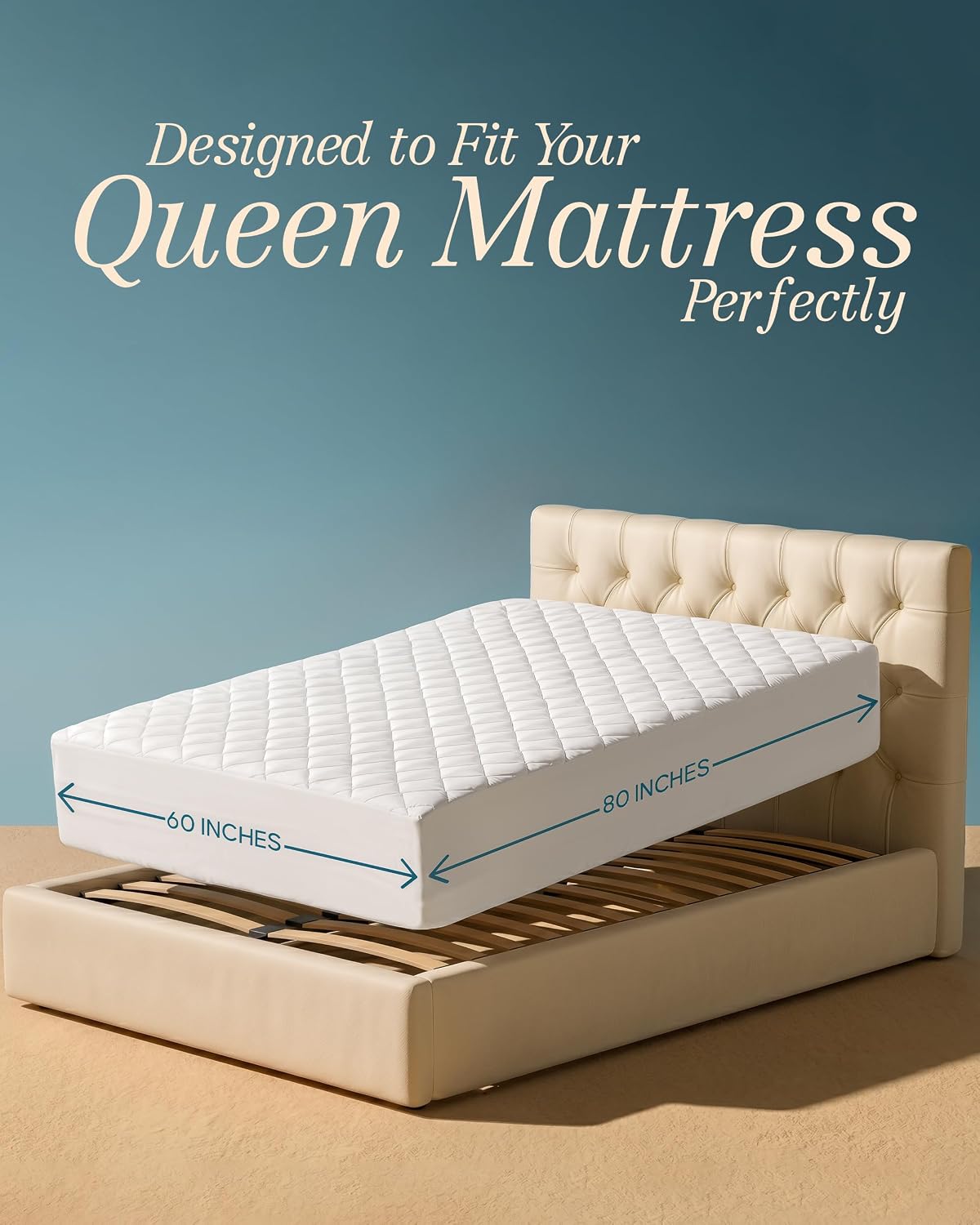 quilted fitted mattress pad, queen mattress protector topper with deep pocket stretches up to 16 inches, machine washable mattress cover by utopia bedding (white) white queen (pack of 1)