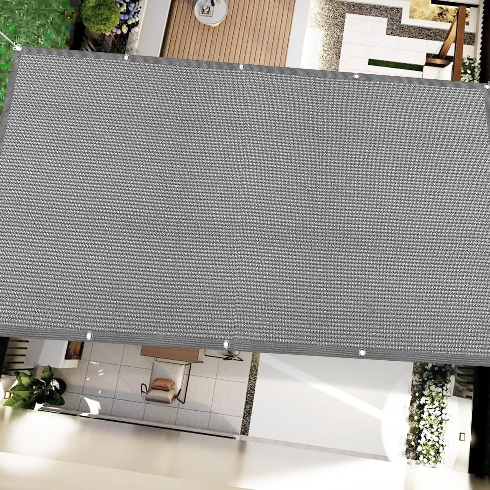 Voile d'ombrage pour pergola et salon de jardin ombragé en gris clair