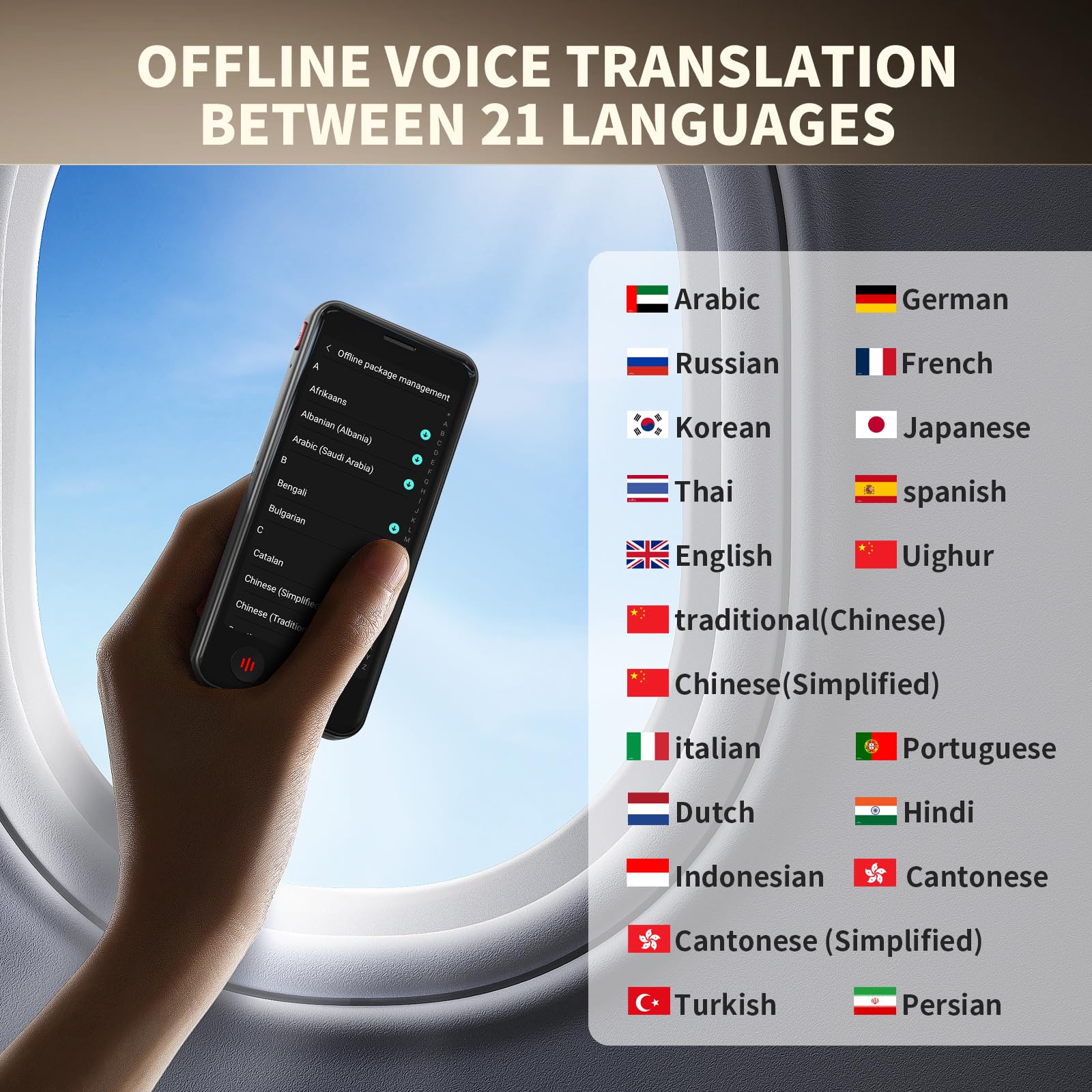 AI-Sprachübersetzer-Gerät, 2026 Upgraded Translator Kein WLAN erforderlich, Unterstützung ChatGPT, Voice Instant Zwei-Wege-150-Sprachübersetzer, Offline/Aufnahme/Fotoübersetzung für Geschäftsreisen