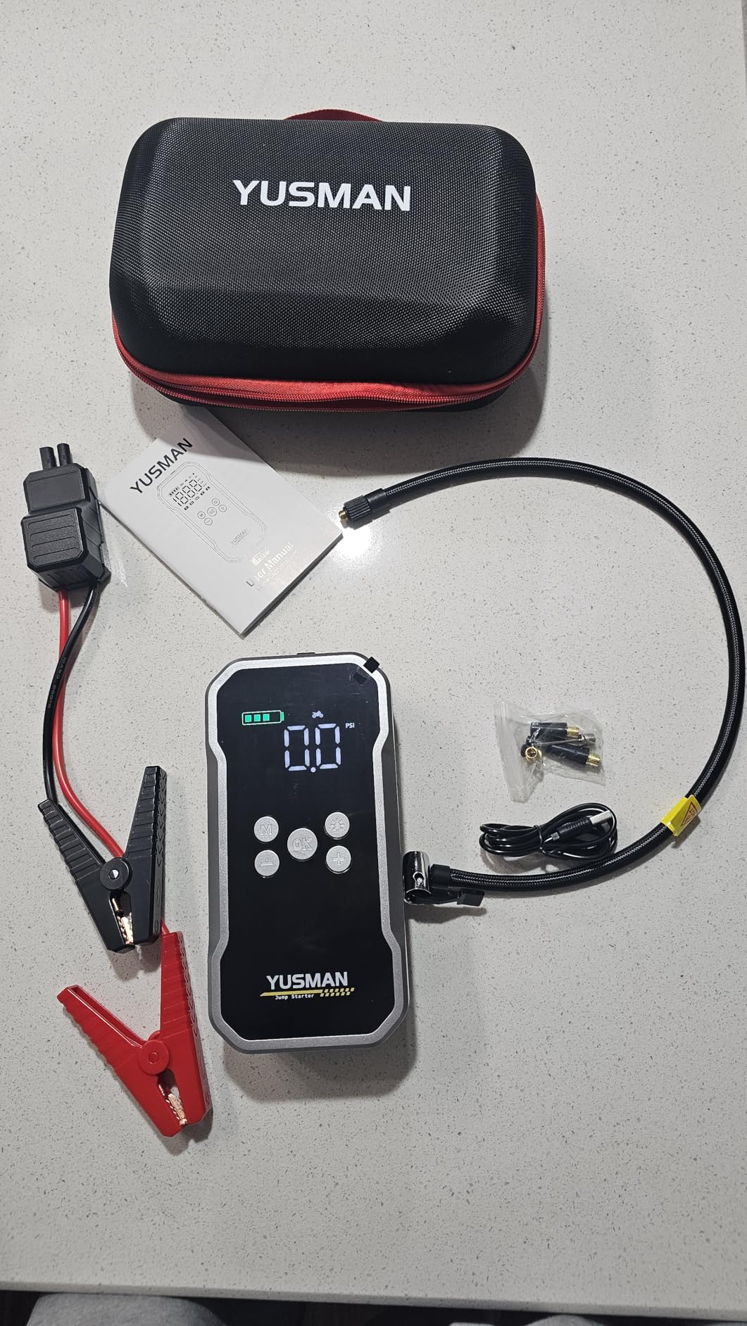 7000A Jump Starter With 150PSI Air Compressor – 12V Battery