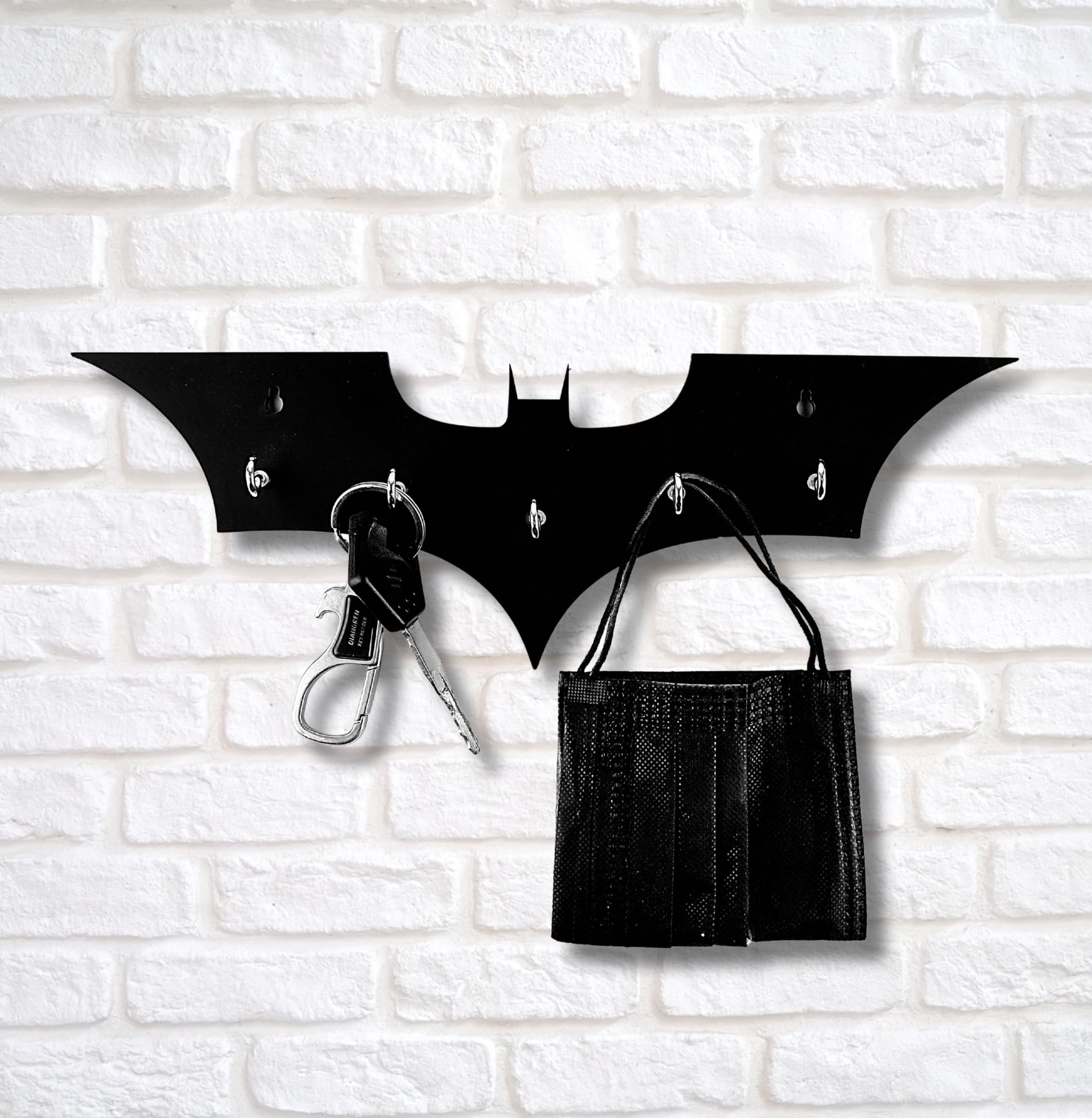 Wooden Wall Key Holder | Pre-Laminated Pine Wood The Dark Knight Design | Decorative Wall Organizer with Hooks for Keys, Bags & Accessories for Home, Office etc. (The Dark Knight)-picture-34