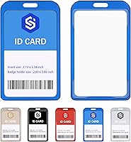 Durable Aluminum Vertical ID Badge Holder with Clear Sliding Window - Lanyard Compatible for Work IDs, Key Cards & SSN Cards (1 Pack)