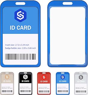 Durable Aluminum Vertical ID Badge Holder with Clear Sliding Window - Lanyard Compatible for Work IDs, Key Cards & SSN Cards (1 Pack)