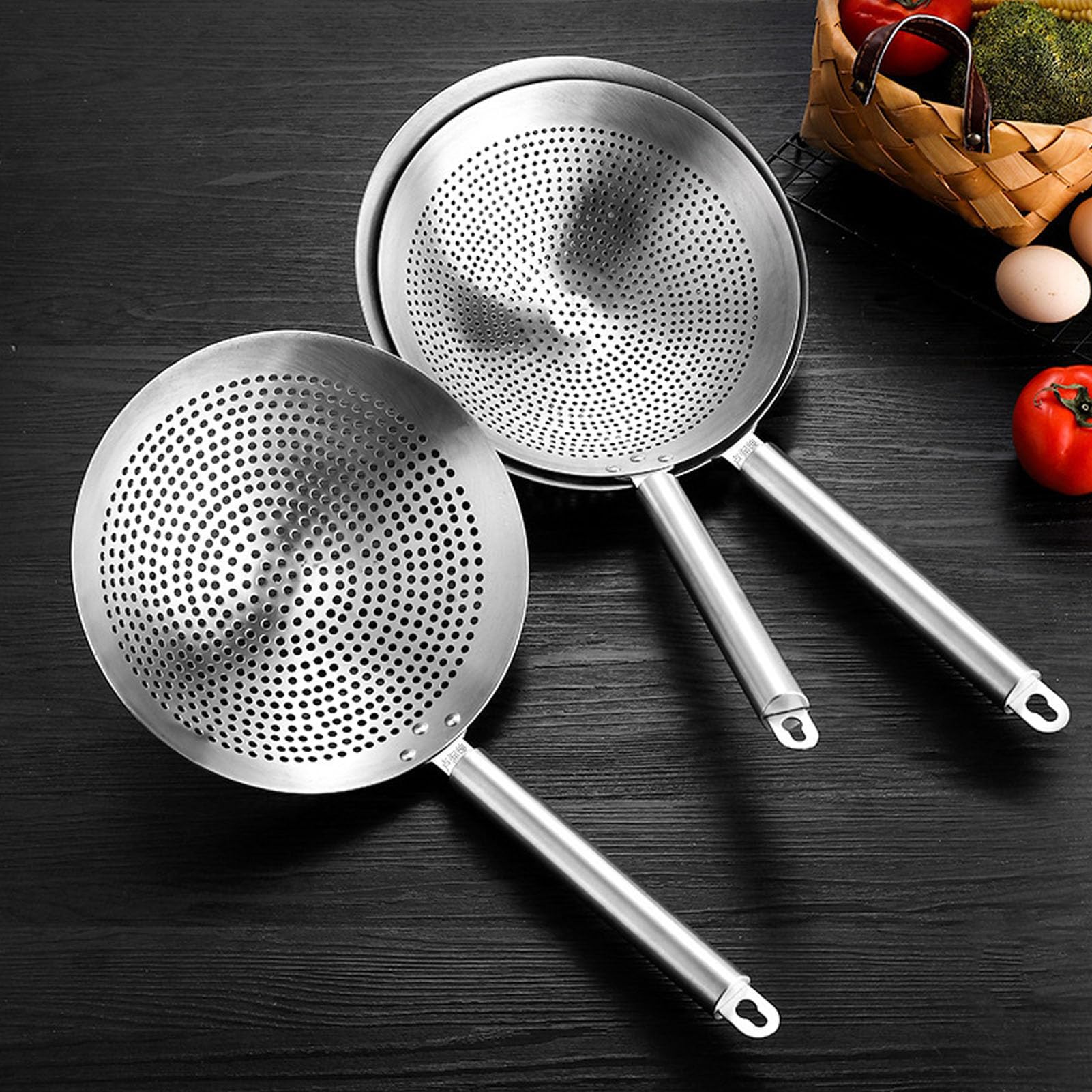 Cuillère à Passoire, Ouverture De 3 Mm, Filtre Fin En Acier Inoxydable 304, Poignée Confortable, Cuillère à Fente Pour écumoire Pour la Cuisine(26cm)