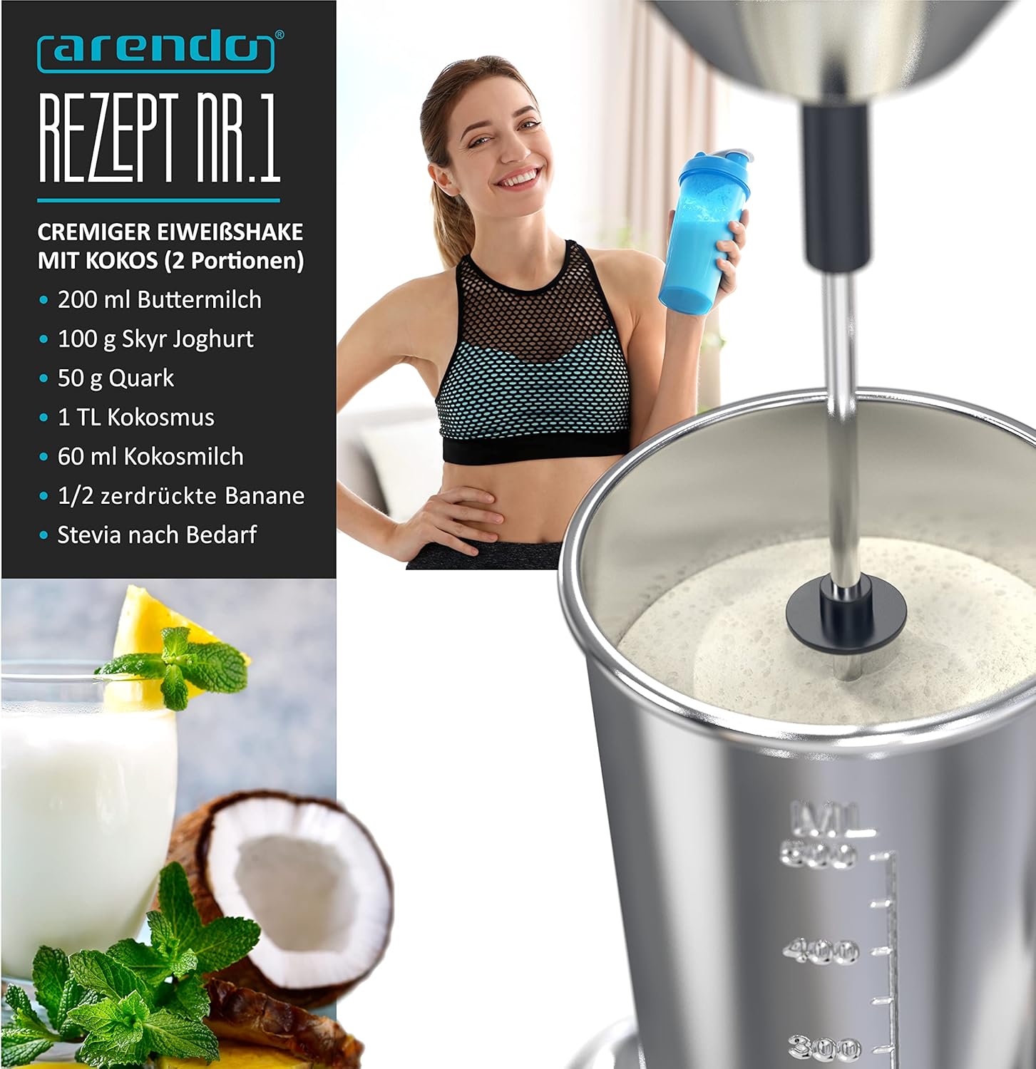 Arendo Drink Mixer preparing a protein shake