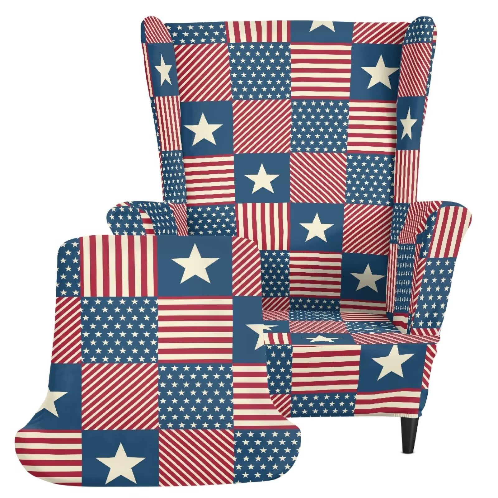 Biyejit Funda para sillón con diseño de bandera de Estados Unidos, 2 piezas