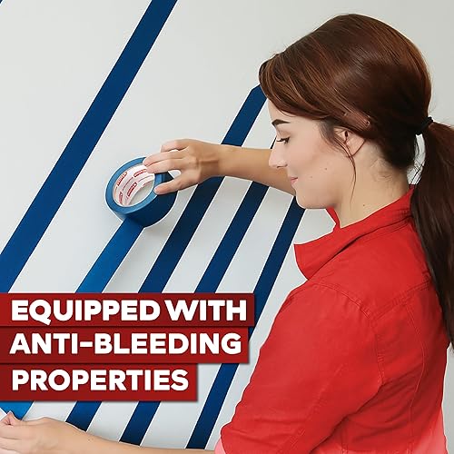 Miniatura 7 de XFasten Cinta azul profesional para pintores, multiuso, 3 pulgadas x 60 yardas, tecnología de línea de borde afilado, produce líneas afiladas  Cinta