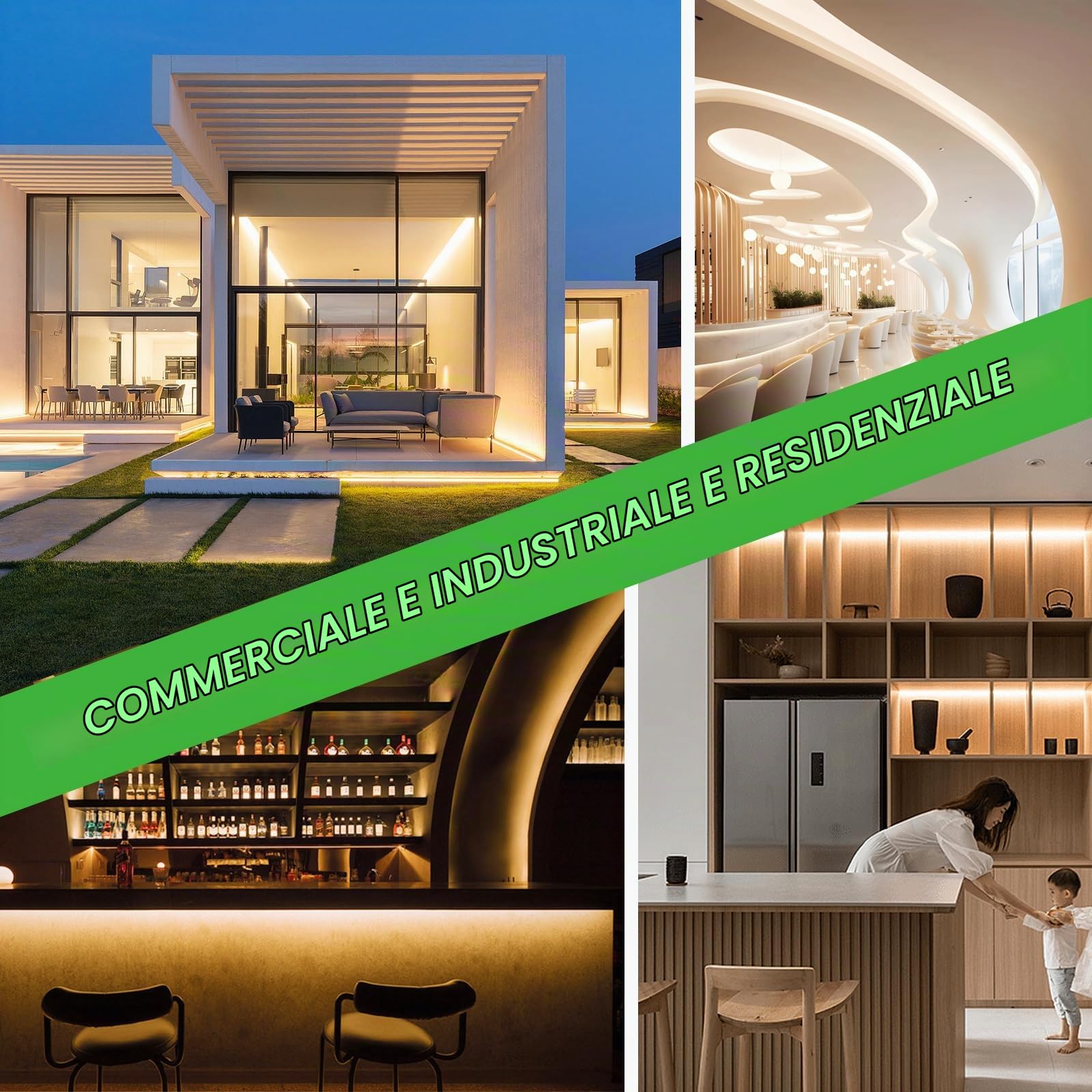 JOYLIT 24V Striscia LED 5M 3000K Bianca Caldo 11200LM Alta Luminosità 15mm Doppia Fila, UL CE PRO 120W Adesiva Nastri Luce 1200LEDs Densità SMD 2835 IP20 Light Strip per Commerciale, Residenziale