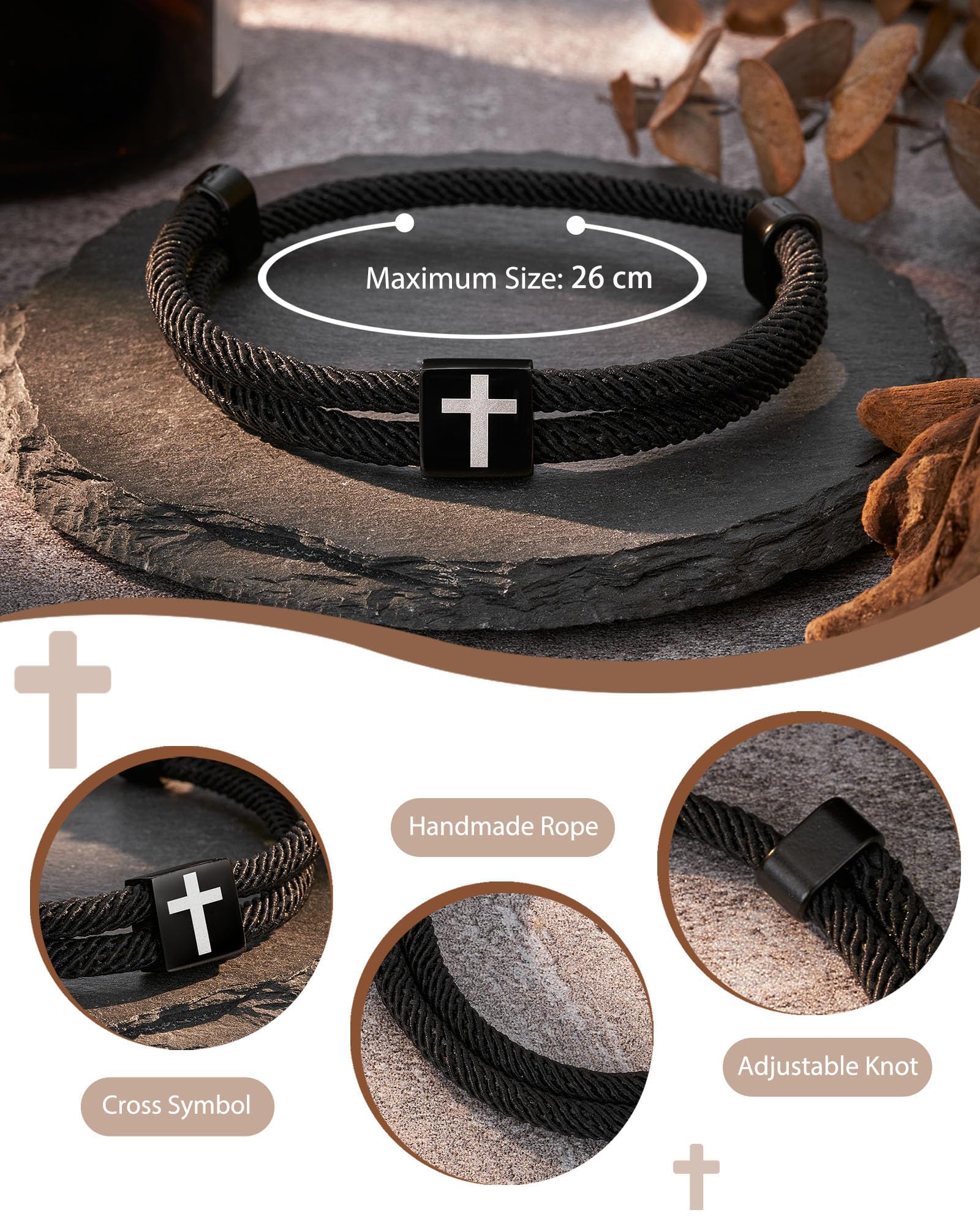 Cadeau de confirmation pour filles et garçons, bracelet en croix, cadeau de baptême catholique, cadeau de communion pour fils et fille