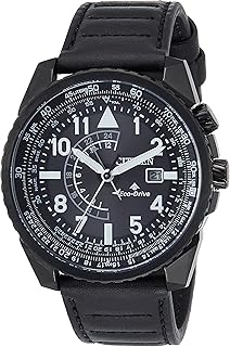 ساعة بتقنية ايكو درايف بروماستر نايت هوك من سيتيزن بسوار من الجلد ومينا أسود bj7135-02e