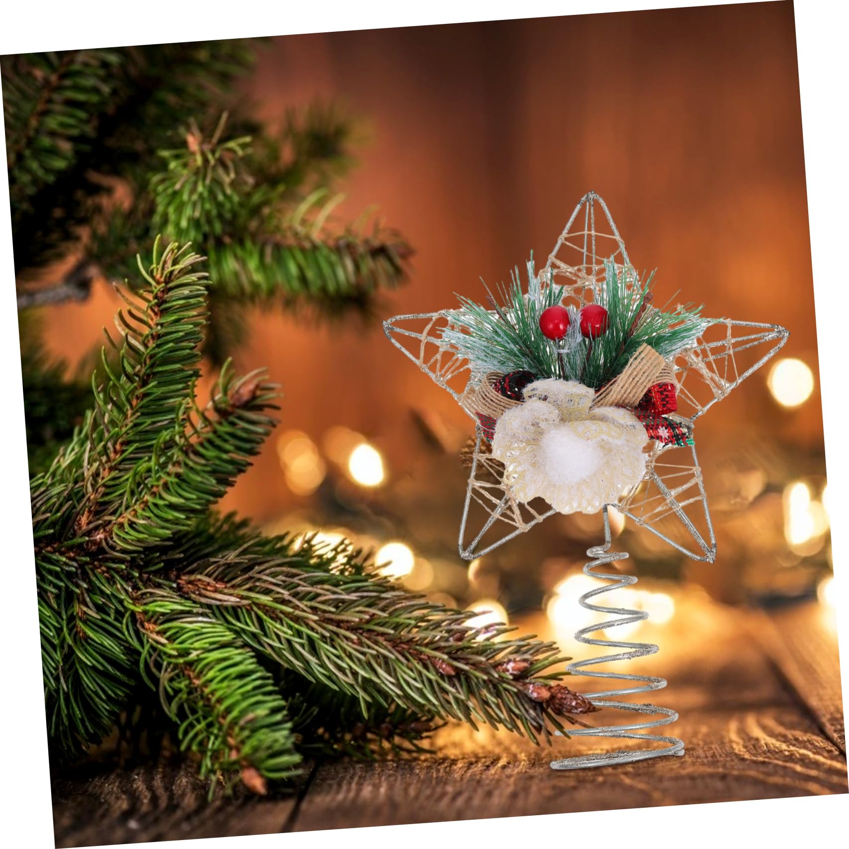Zerodeko 4 Pièces Étoile De Sapin De Noël Décoration d'arbre De Noël Décor Suspendu Extérieur Haut De Forme d'arbre De d'arbre De Bethléem Le Fer Unique Articles De