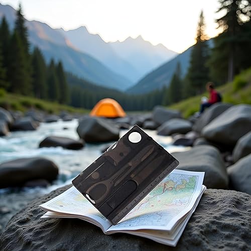 Miniatura 7 de Negro 12 en 1 bolsillo tarjeta de crédito supervivencia al aire libre multi herramienta EDC herramienta engranaje multiherramientas y accesorios