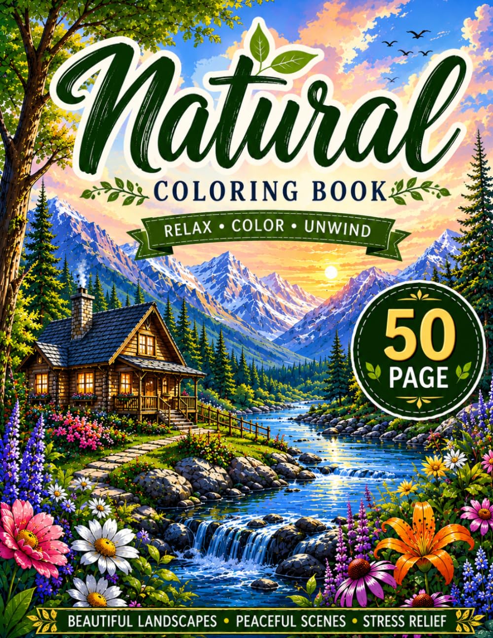 Natural; Coloring Book: Relaxing Coloring Pages for all Ages