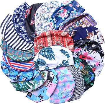 Quality Yes 3Pack Pure Colorful Superior Polyester Cloth Fabric Bathing Cap Swimming Caps Swimming Hats for Water Sports Pattern Color
