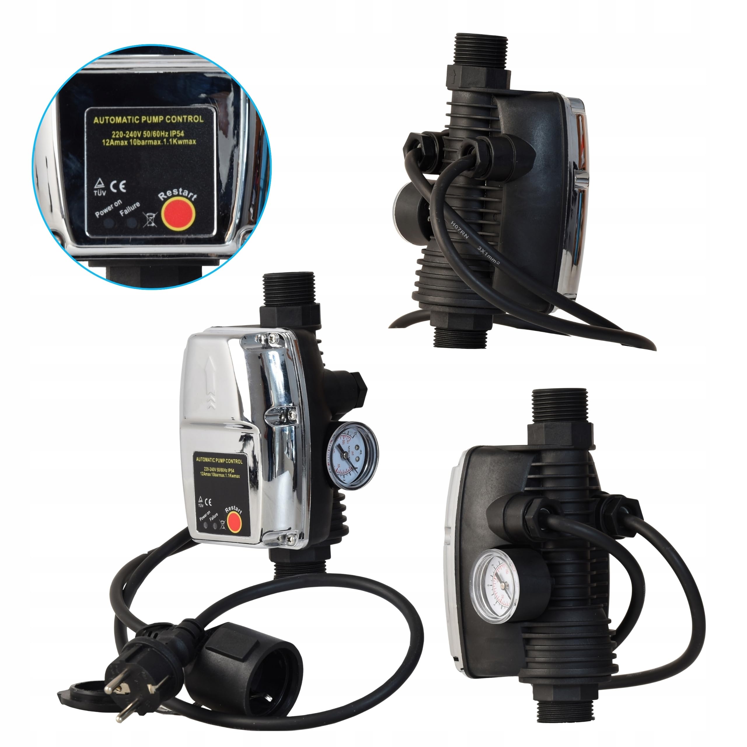 Wasserpumpe HANDY 3000 mit Elektronische Druckschalter CSK 5 - Pumpensteuerung - Gartenpumpe Tragbare - (550W 3000l/h Förderhöhe 40m) - Trockenlaufschutz - Hauswasserautomat - für Bewässerung Garten