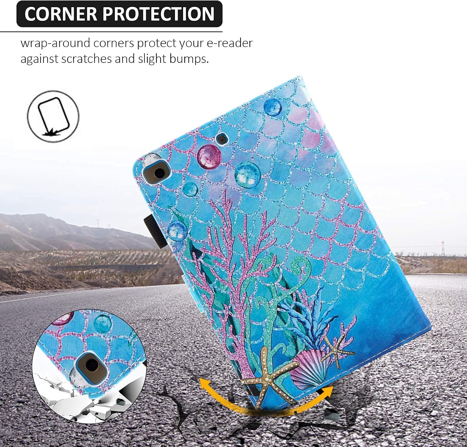 Dteck iPad Mini Case 7.9" - PU Leather Protective Folio Case with [Auto Sleep Wake] Shockproof Fold Stand Cute Wallet Cover for iPad Mini 7.9-Inch 5th/4th/3rd/2nd/1st Generation Tablets (Sea World)