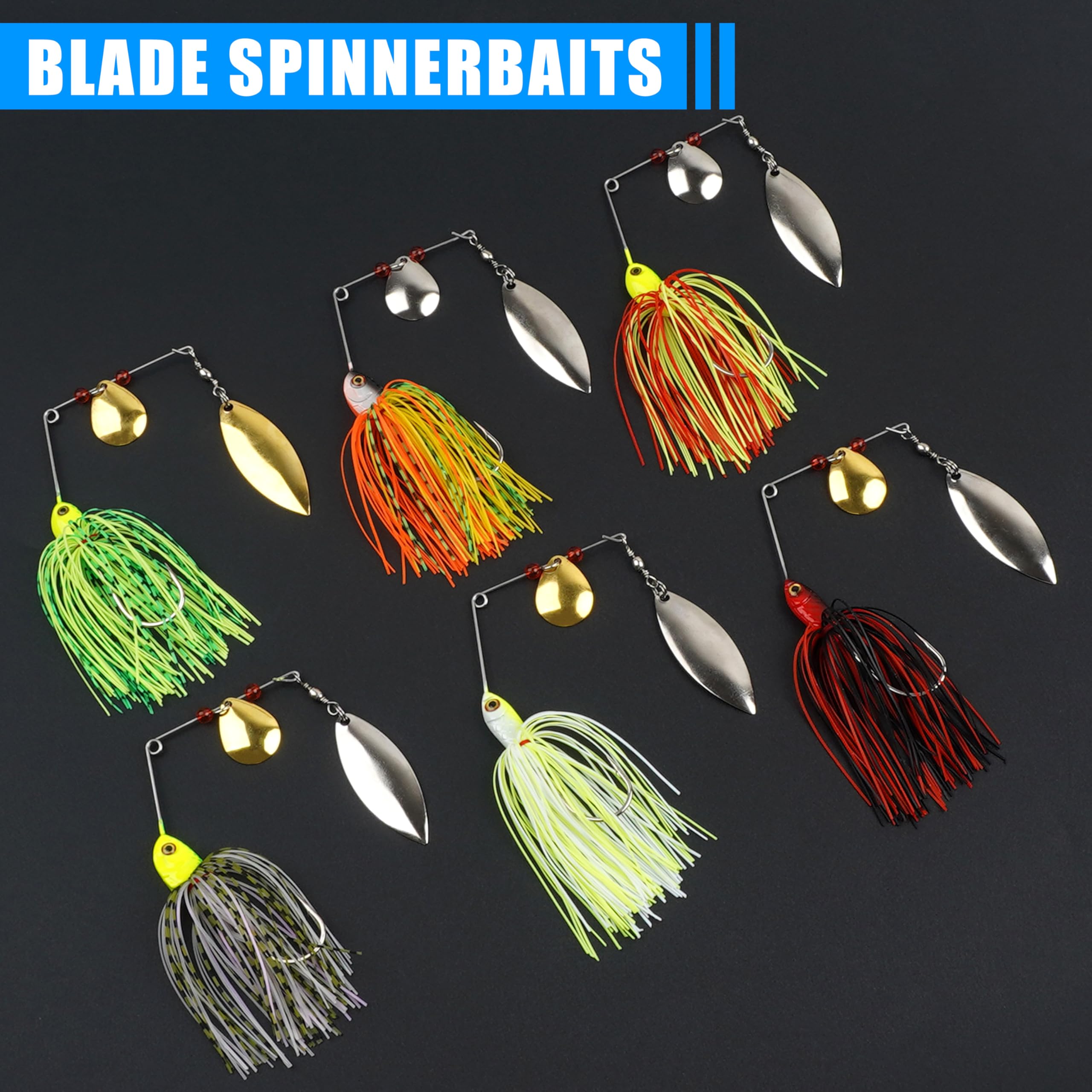 AGOOL Angelköder Spinner Köder-Set – Hartmetall Spinner Lures Multicolor Jigköder Buzzbait Swimbaits für Hecht, Barsch, Forellen, Lachs, Süßwasser, Salzwasserangeln, 6 Stück/12 Stück, Set-2, 12 pcs