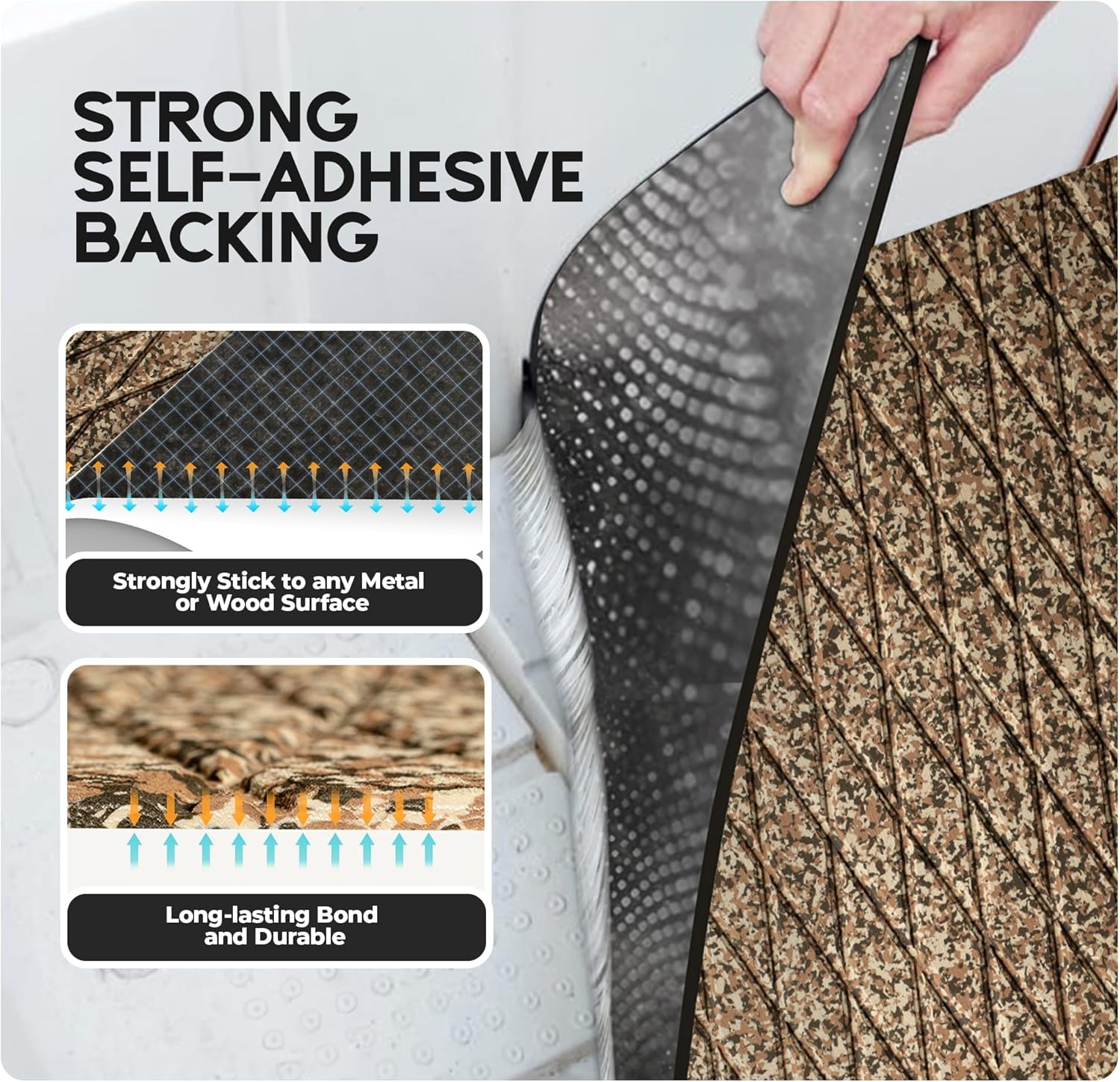 FOCEAN EVA Foam Boat Flooring, Sea Vinyl Decking Camo Deck Mats with self Adhesive for Bass Boats Pontoon Boats Jon Boats RV Yacht Kayak Surfboard Floor