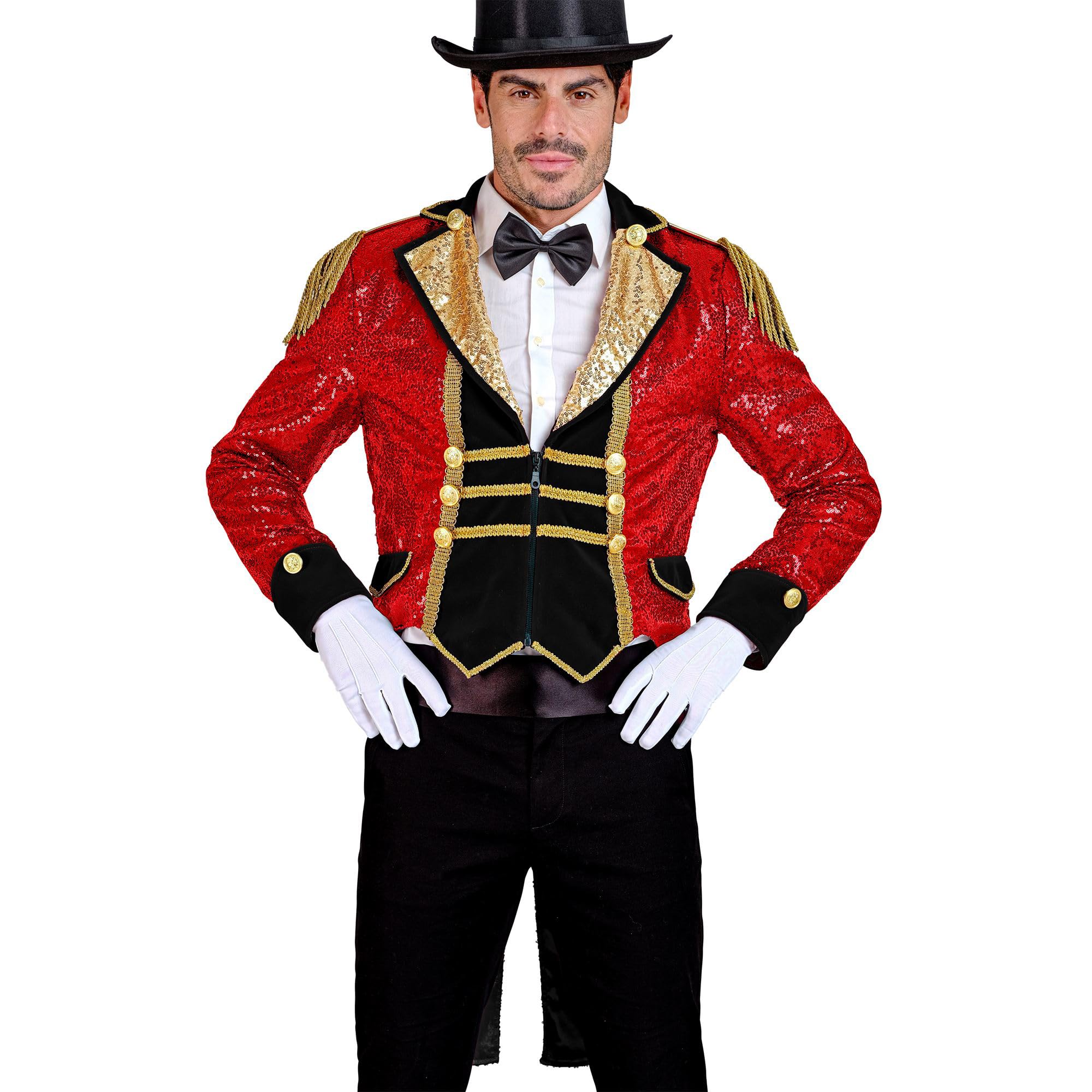 W WIDMANN MILANO Party Fashion 60990 Paillettenfrack Zirkusdirektor Sequin Frack Circus Director, red, XXL