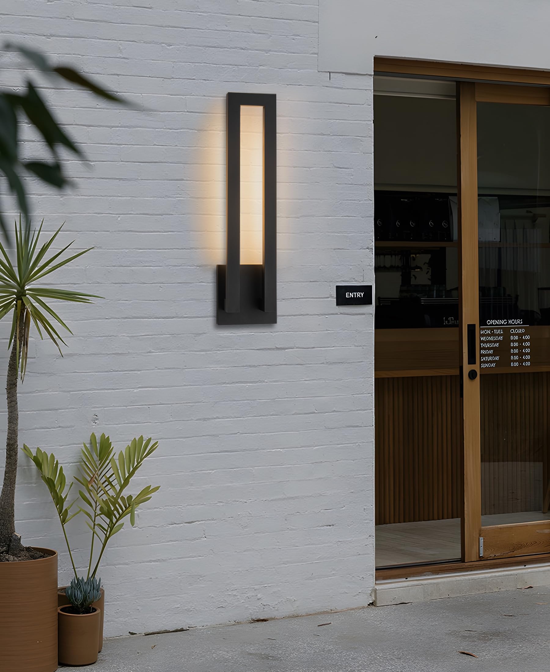 OUPAVOCS 26 inch Outdoor Wall Sconce, Large Porch Led Wall Lights, Modern Black Exterior Light Fixture Wall Mount, Waterproof Patio Lighting for House