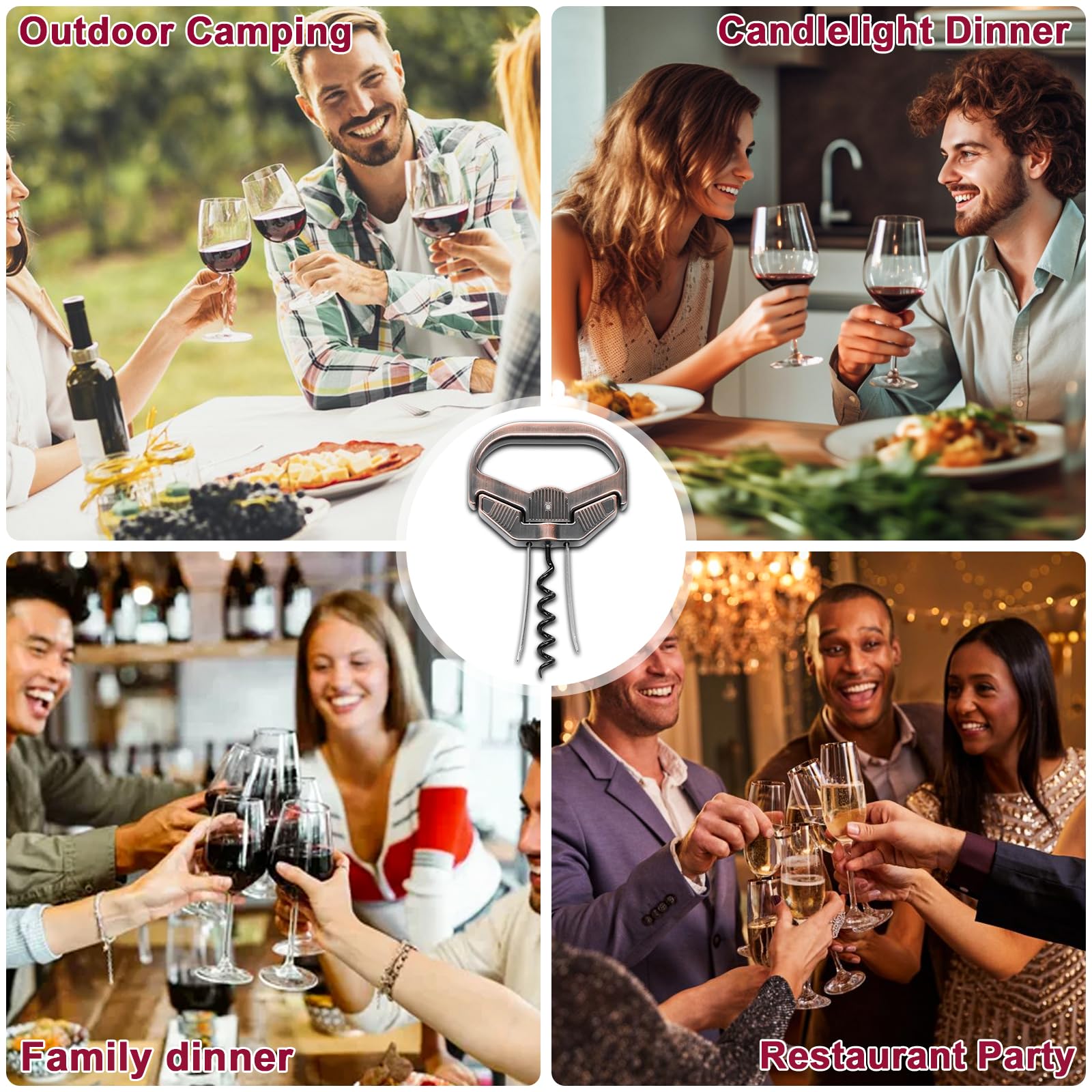 ZONSUSE Ah So Apribottiglie per Sughero Friabile,Cavatappi per Vino Invecchiato,Cavatappi a Due Forchette,Regalo Apribottiglie per Vino, per Collezionisti di Vino Amanti del Vino (Classico Rosso)