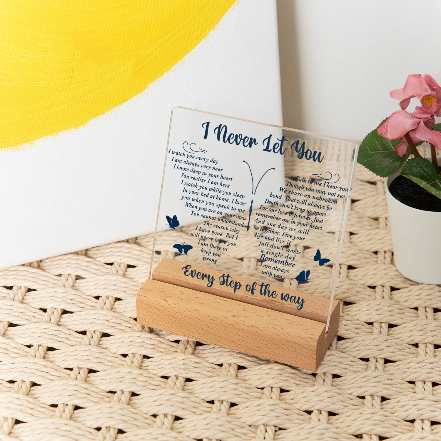 Sympathy Wooden Sign For Loss Of Loved One - Heart Engraved Keepsake With Stand
