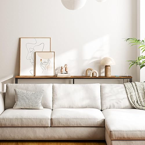 Miniatura 2 de HOOBRO Mesa consola estrecha de 78.7 pulgadas con estación de carga, mesa de sofá de 5.9 pulgadas con 2 tomas de corriente y puertos USB, mesas de