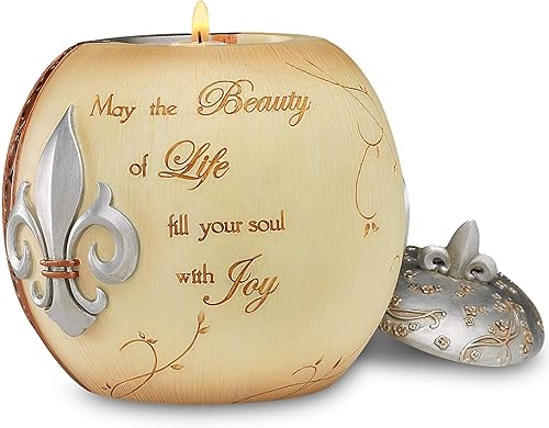 Elements Beauty of Life - Portavelas con tapa (4 14 pulgadas, inscripción puede que la belleza de la vida llene tu alma de alegría