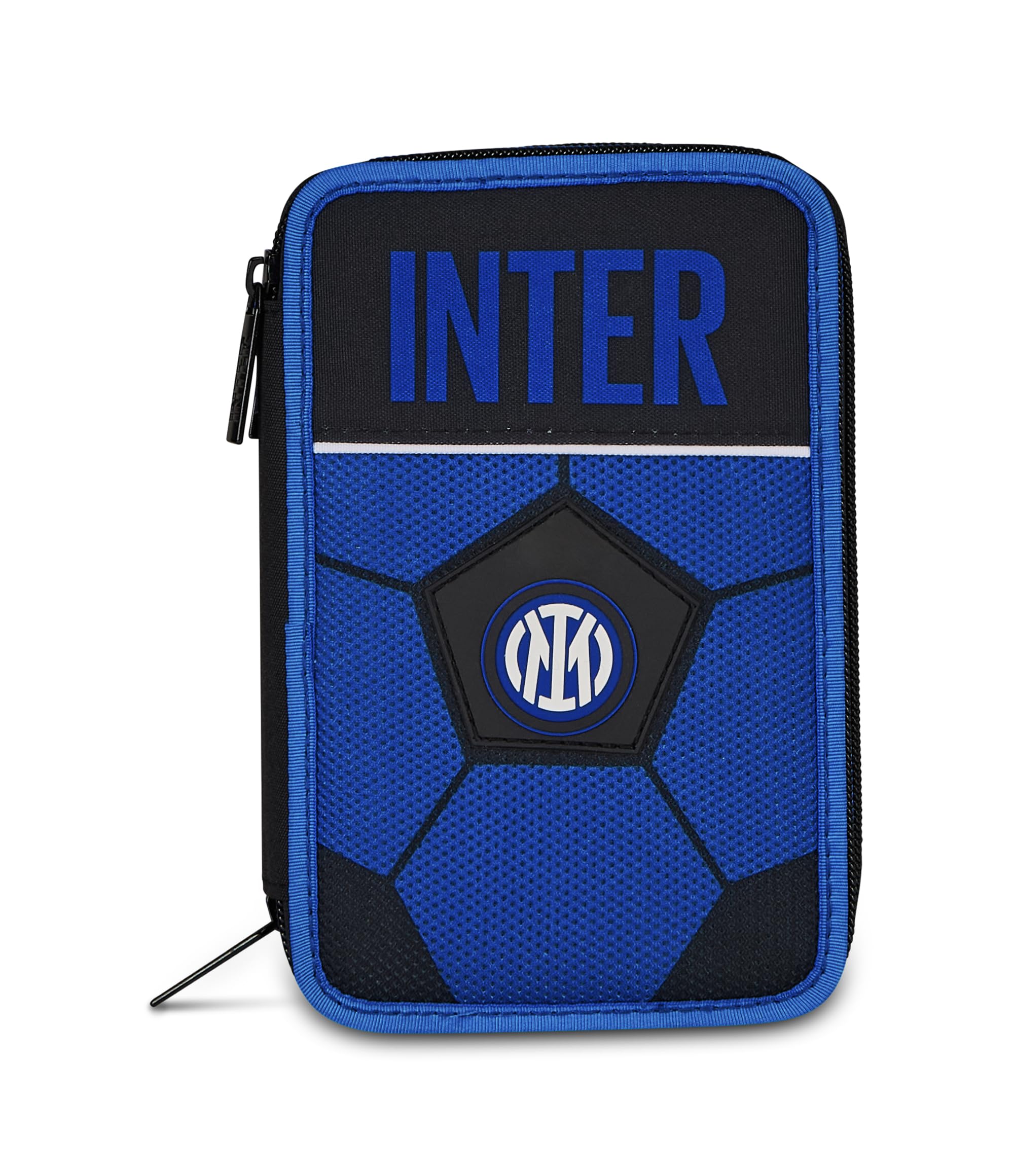 Seven Astuccio Scuola 3 Zip Inter, Blu, Triplo Scomparto, 45 pezzi, Set cancelleria, Zaino, Calcio, Prodotto ufficiale