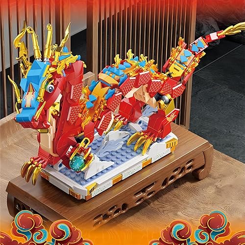 Miniatura 6 de ZEVREVS 2024 - Bloques de construcción de dragón auspicioso de Año Nuevo Lunar, Festival de Primavera, Dragón, Figura construible, regalo de Año